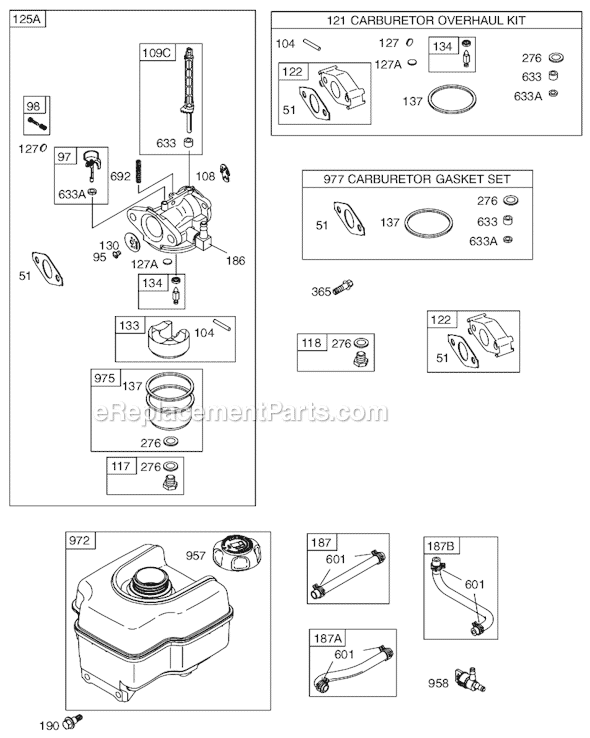 Page C Diagram and Parts List for 12A300SERIES 0100-0917 Briggs and Stratton Engine